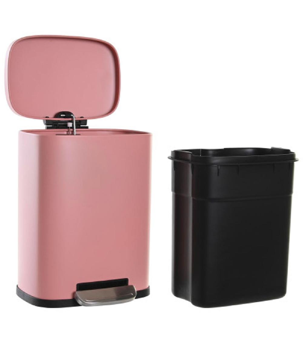 Wadiga Poubelle Salle De Bain Métal Rose 5L