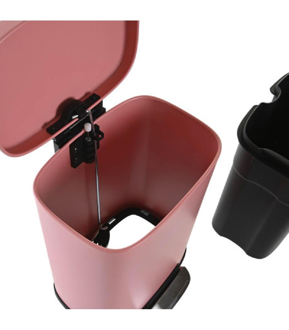 Wadiga Poubelle Salle De Bain Métal Rose 5L