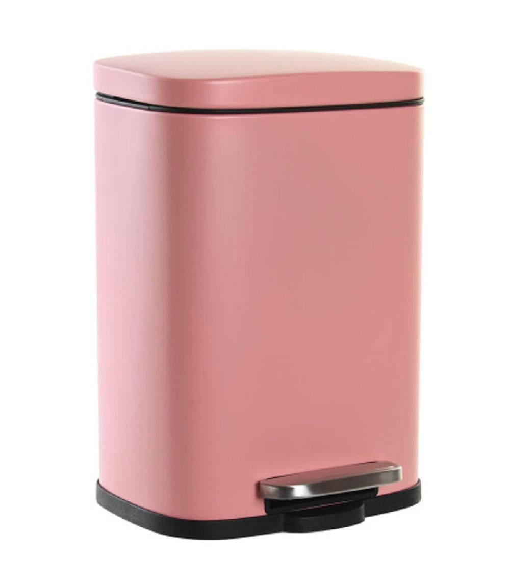 wadiga Poubelle salle de bain métal rose 5L