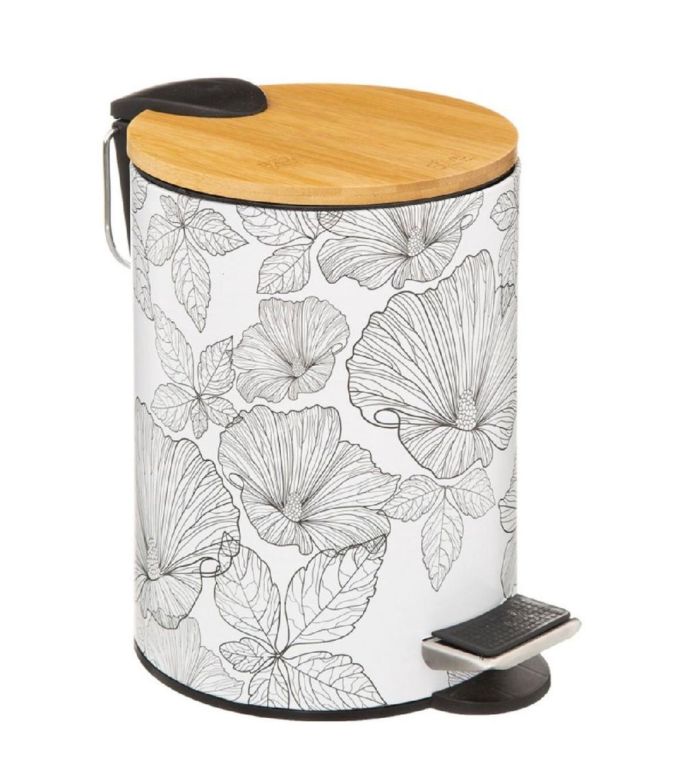 wadiga Poubelle salle de bain motif floral 3L