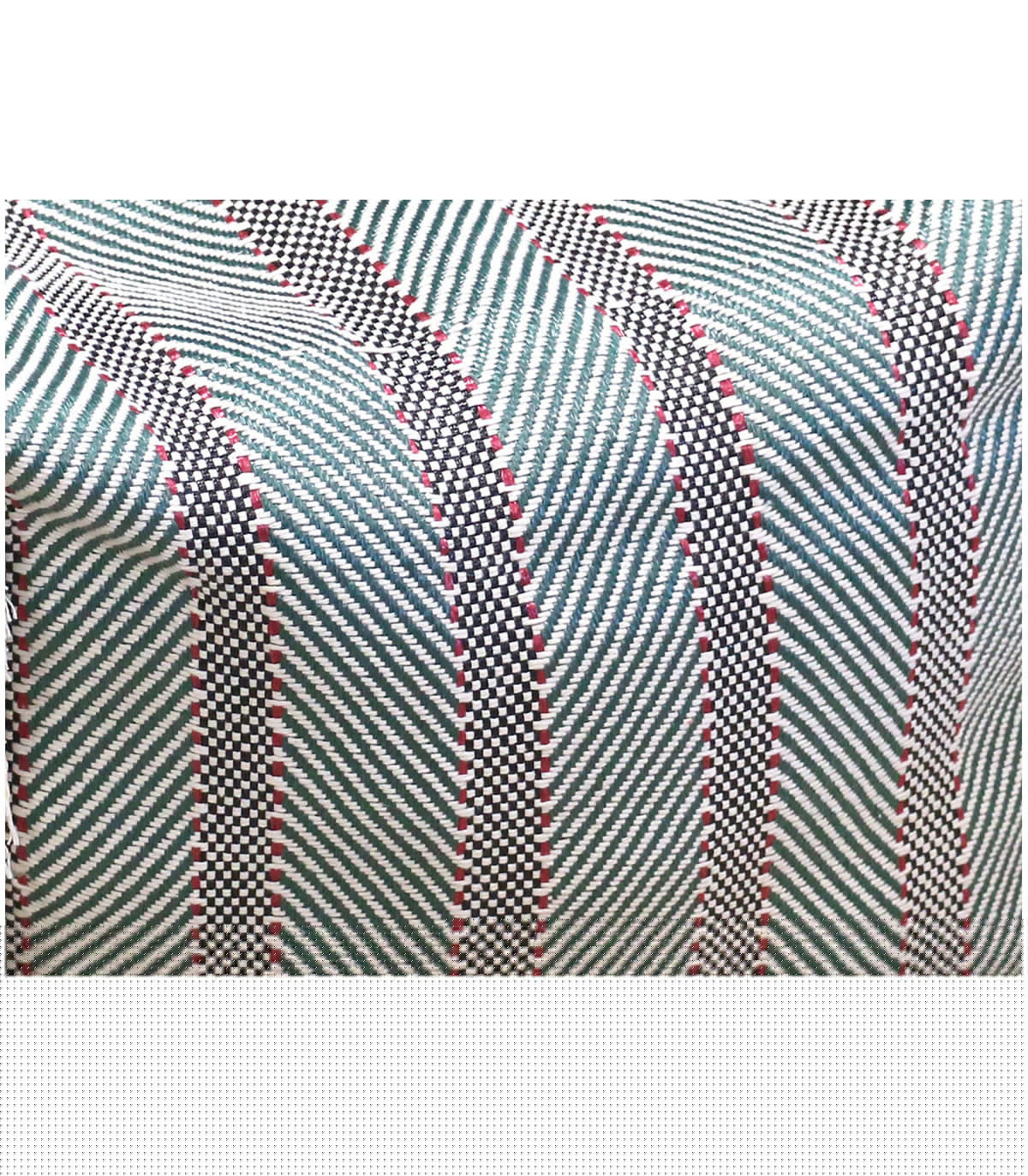 Wadiga Pouf à Franges Vert Et Rouge - 46x46x35cm