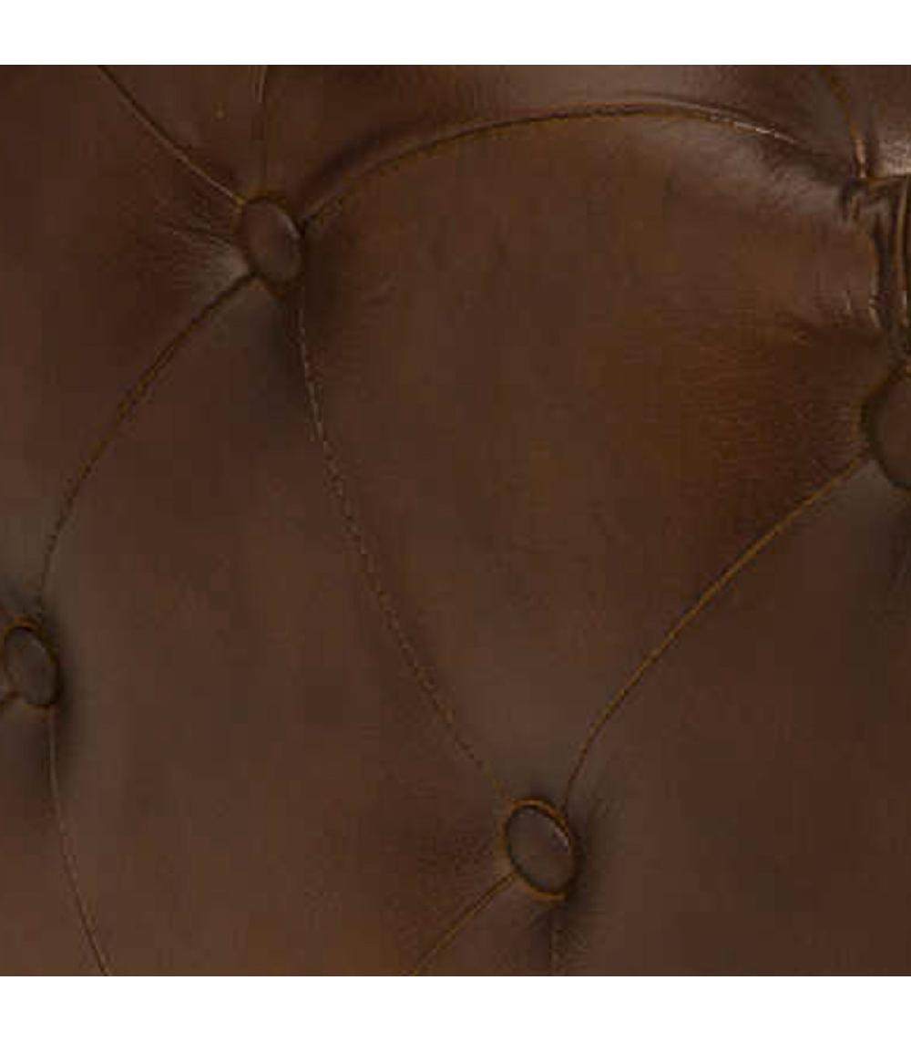 Wadiga Pouf Chesterfield Cuir Marron 44x41x48cm