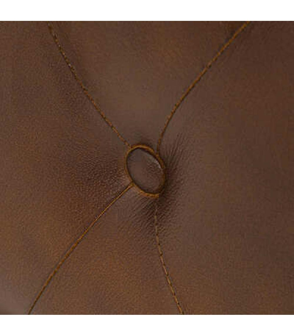 Wadiga Pouf Chesterfield Cuir Marron 44x41x48cm