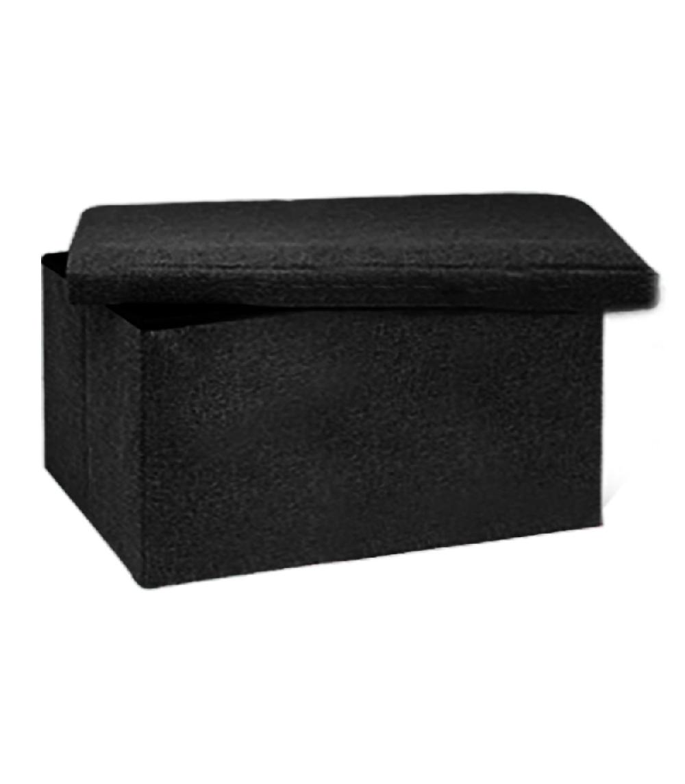 Wadiga Pouf Coffre De Rangement Noir 76x38x38cm