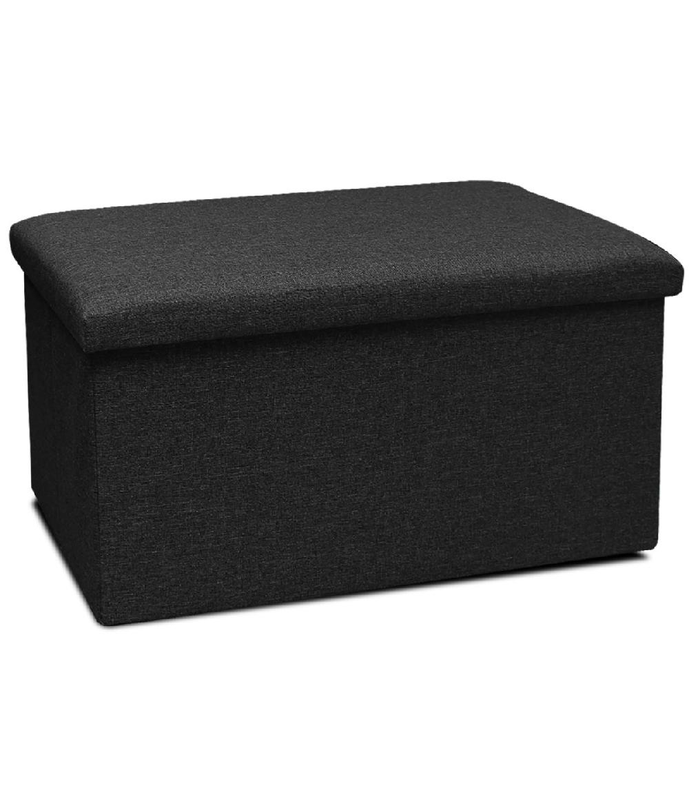 wadiga Pouf coffre de rangement noir 76x38x38cm