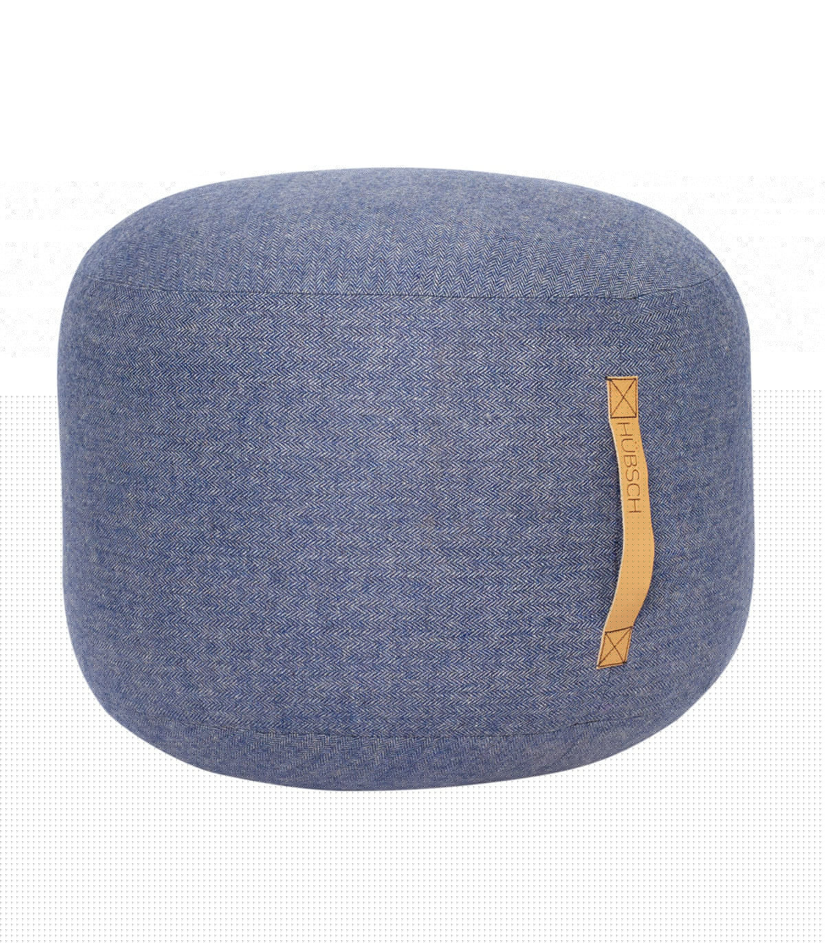 wadiga Pouf Design Rond Laine Chevrons Bleu