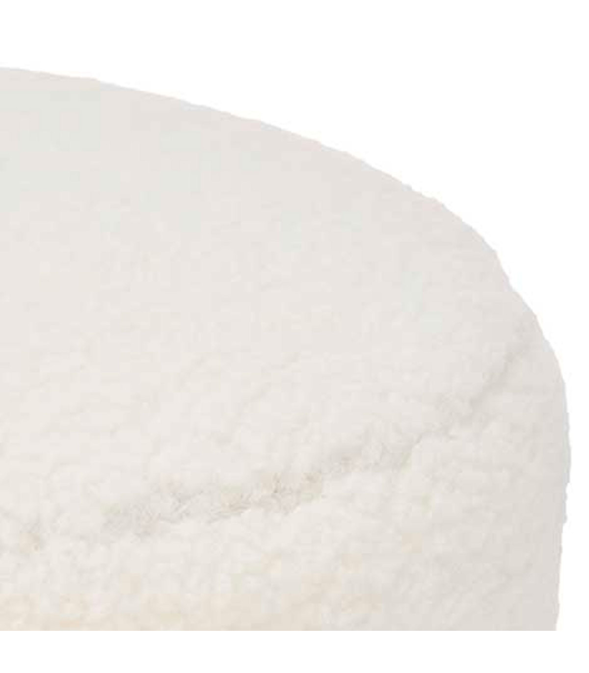 Wadiga Pouf Rond Tissu Bouclette Blanc 32x32x36cm