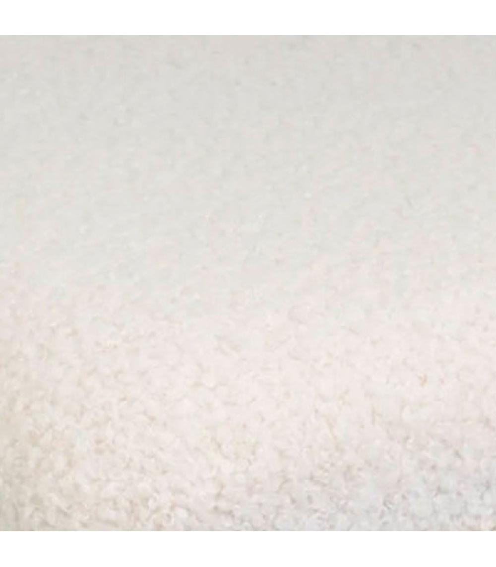 Wadiga Pouf Rond Tissu Bouclette Blanc 32x32x36cm