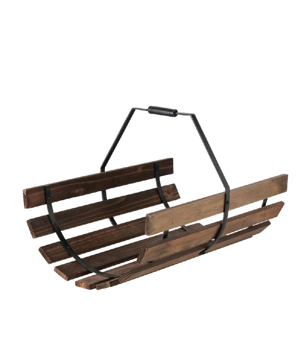 wadiga Range bûches bois et métal noir 55x40x38cm