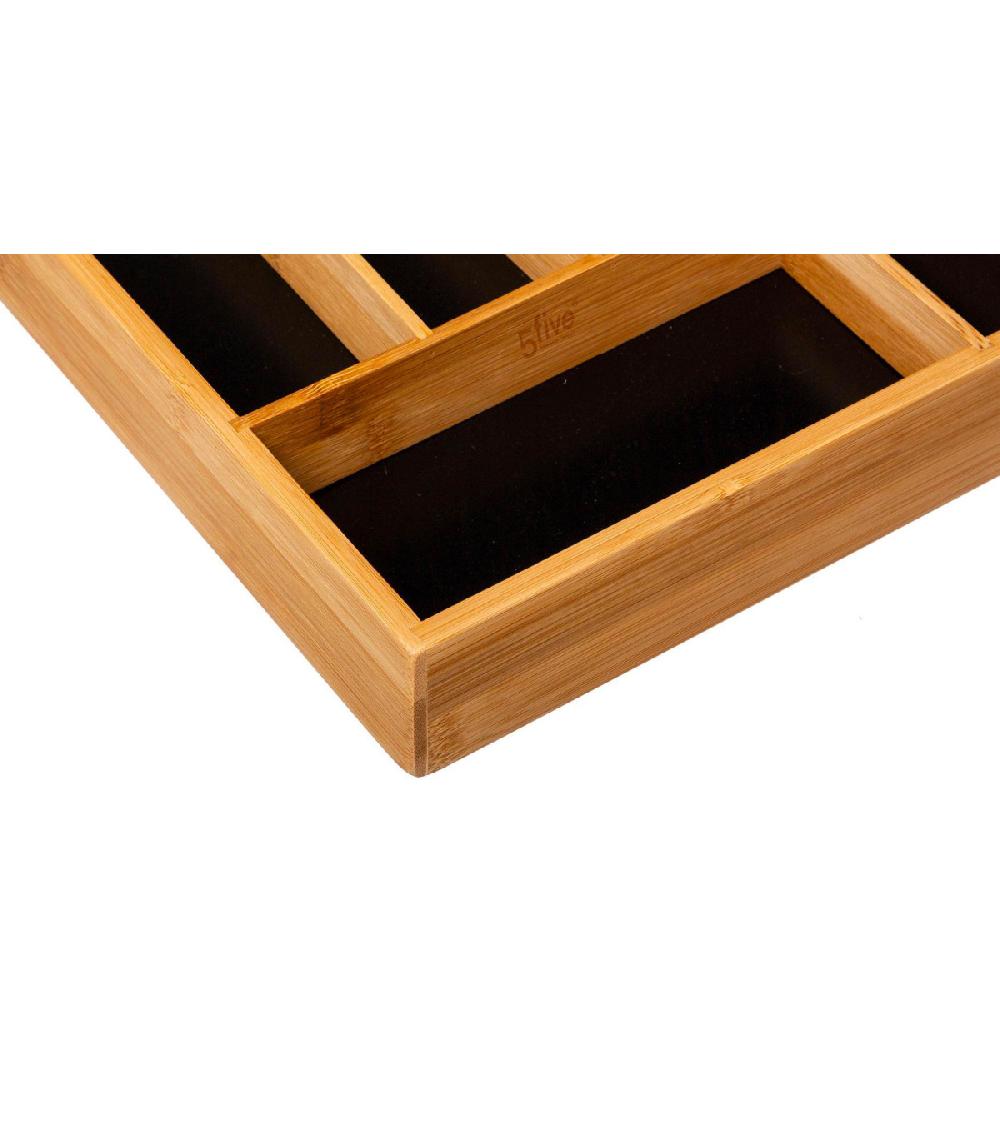 Wadiga Range-couverts Bambou 5 Compartiments Noir