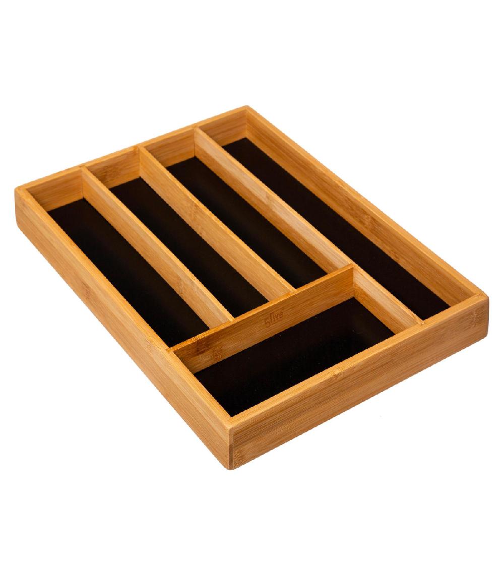 wadiga Range-couverts bambou 5 compartiments noir