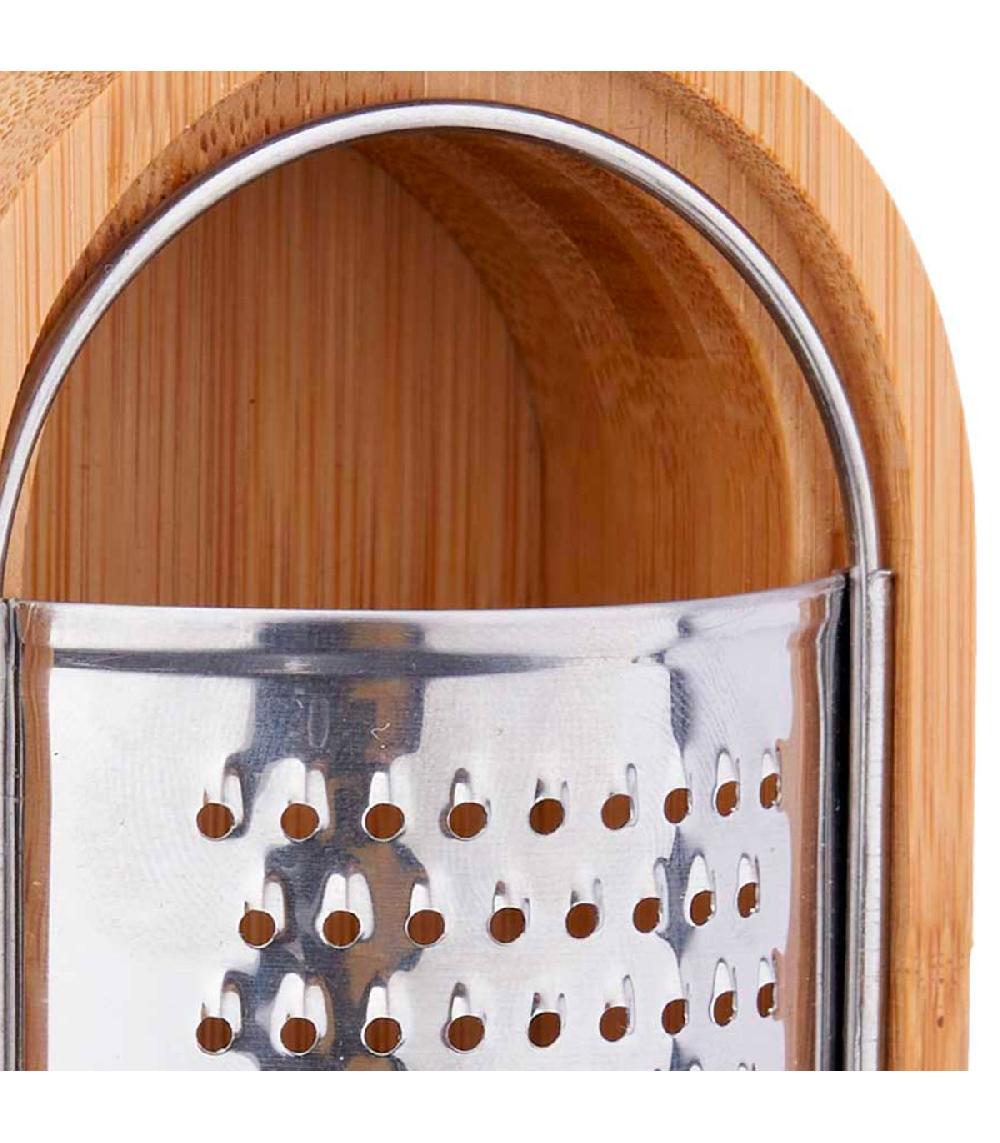 Wadiga Râpe Avec Récipient Bambou 7x15.5x4cm