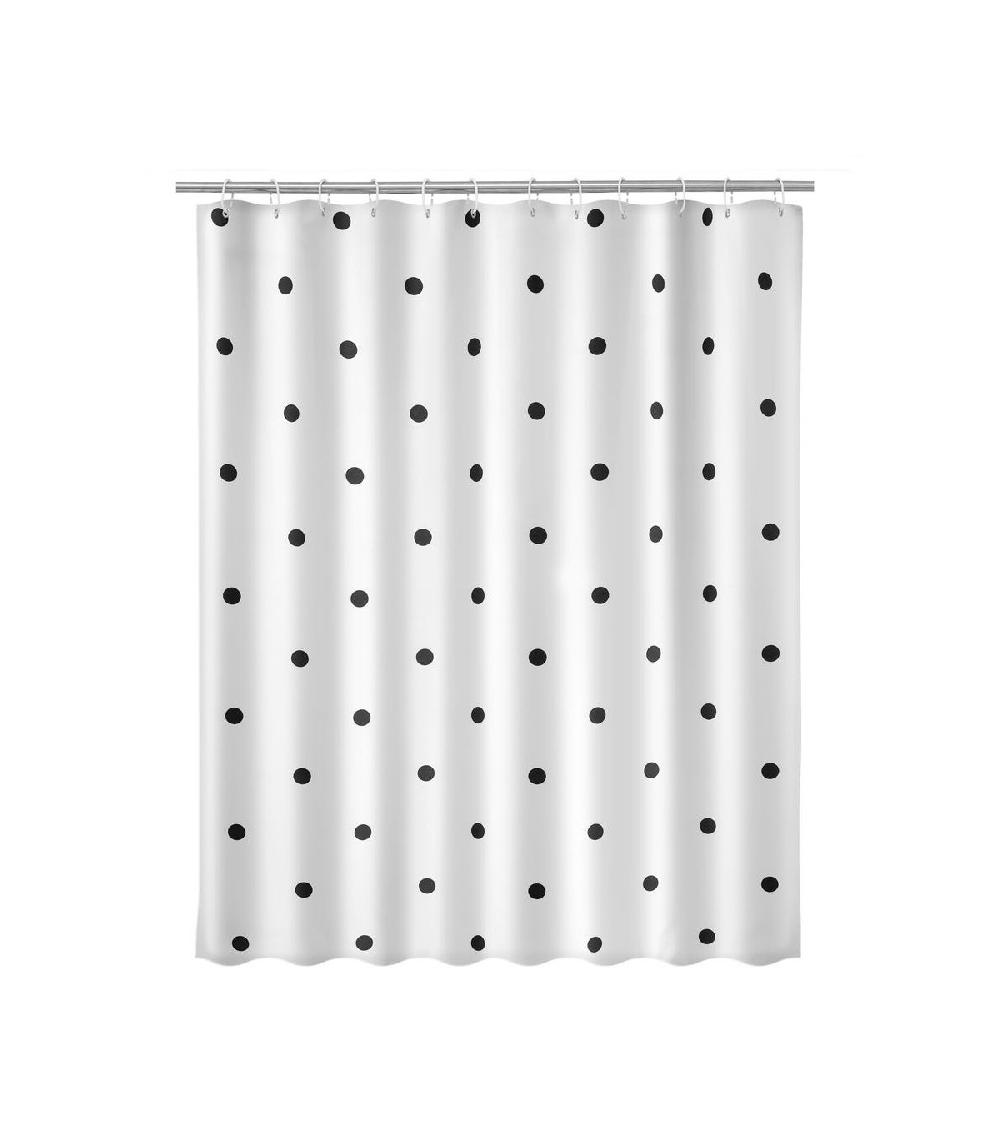 wadiga Rideau de douche blanc à pois noirs