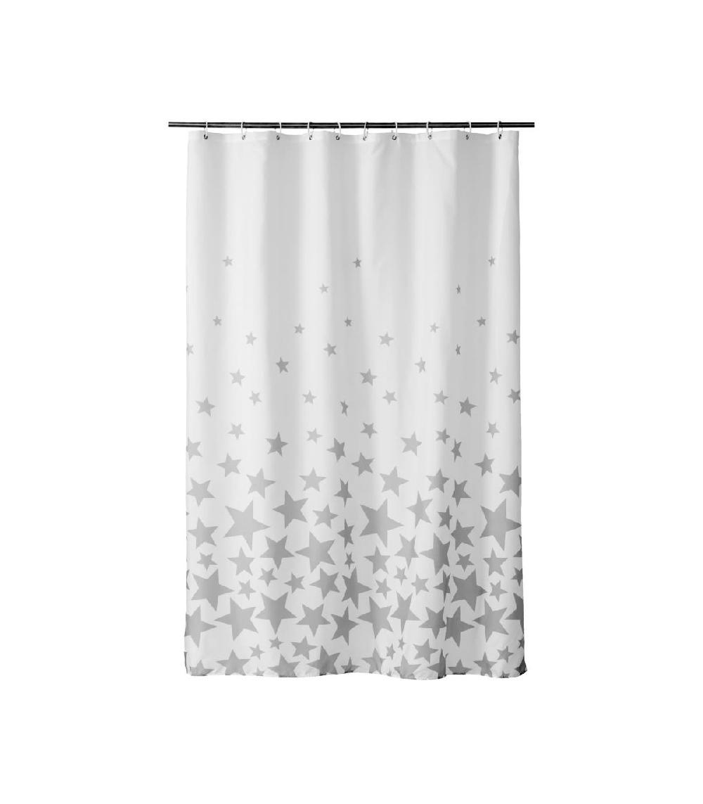 wadiga Rideau de douche blanc et étoiles grises