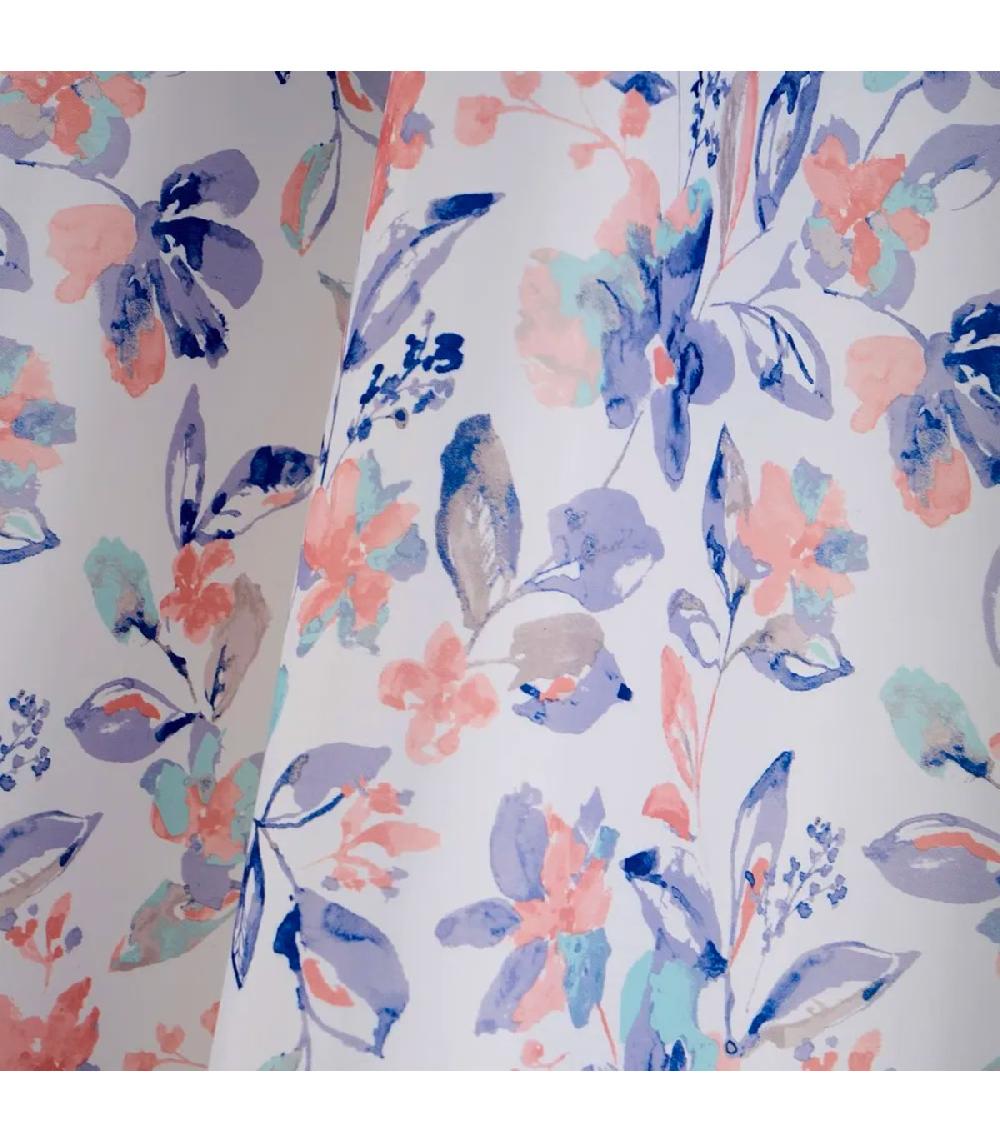 Wadiga Rideau De Douche Blanc Rose Et Bleu Floral