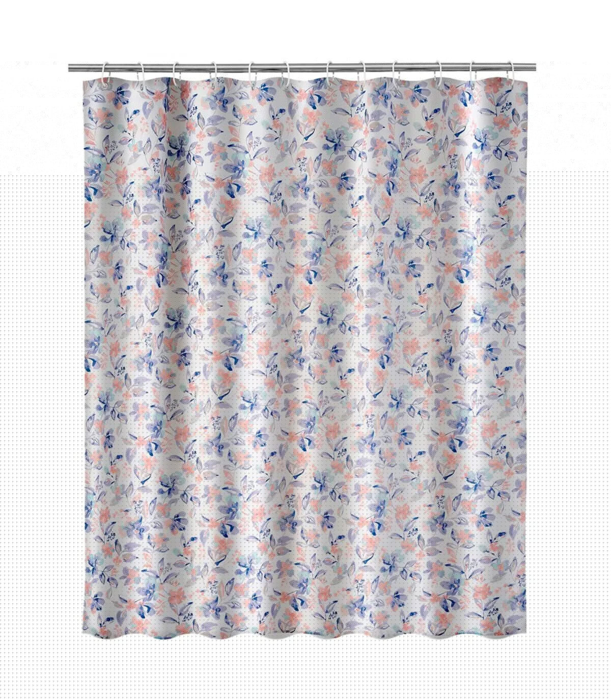 wadiga Rideau de douche blanc rose et bleu floral