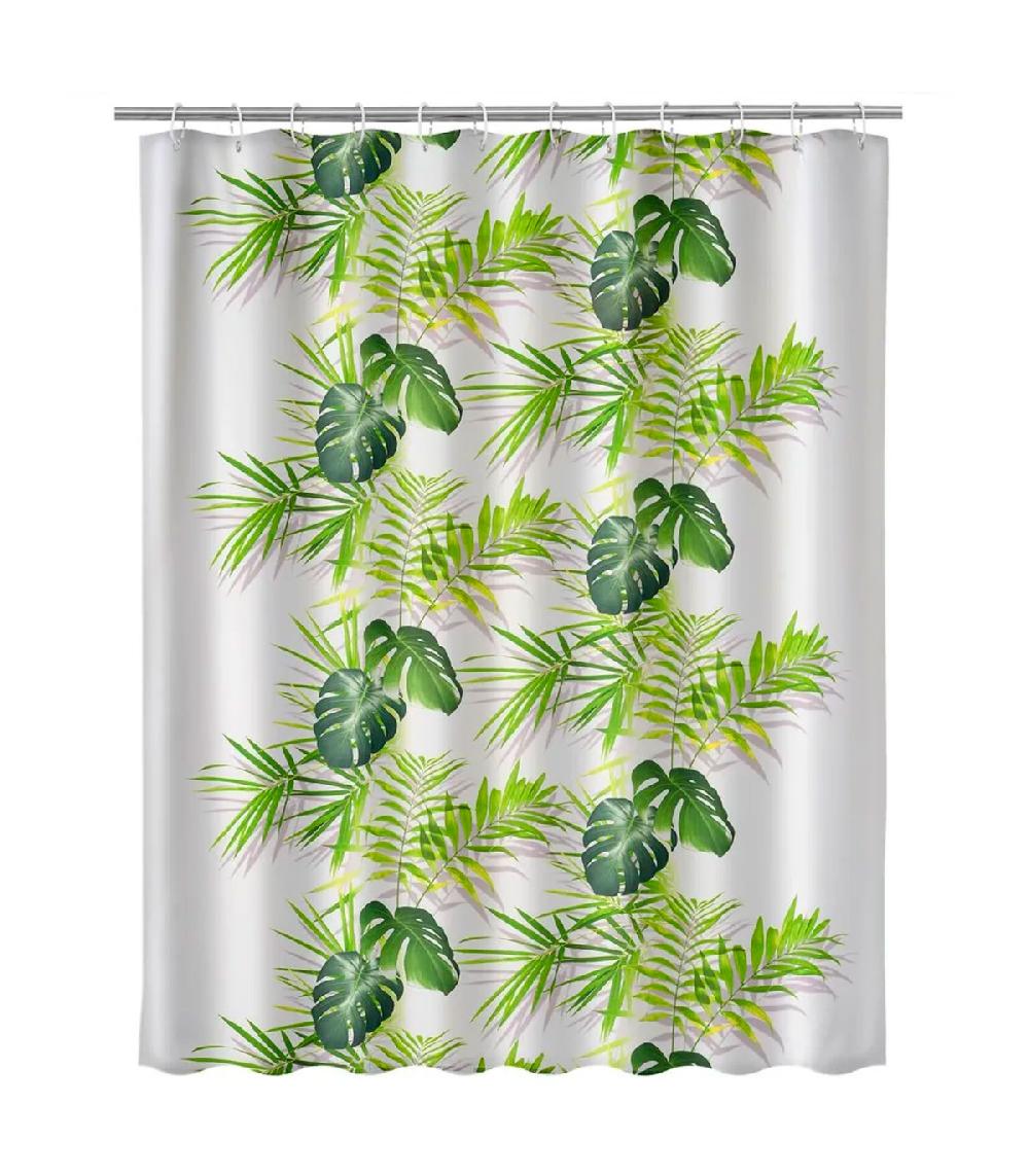wadiga Rideau de douche feuillage vert