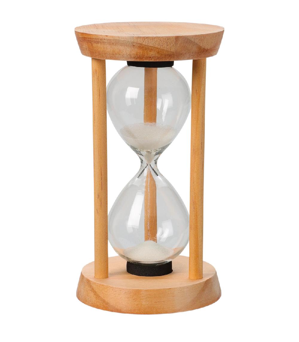 wadiga Sablier en bois et verre 8x8x16cm
