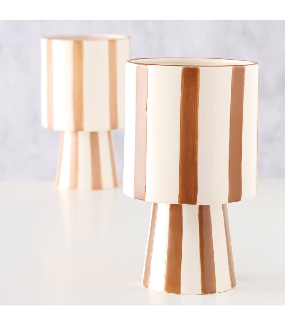 Wadiga Set De 2 Cache-pots En Céramique Rayures