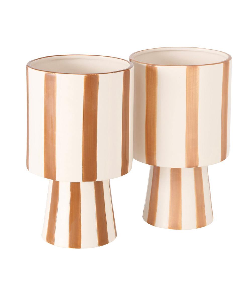 wadiga Set de 2 cache-pots en céramique rayures