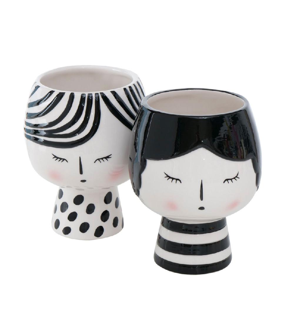 wadiga Set de 2 cache-pots en céramique visages