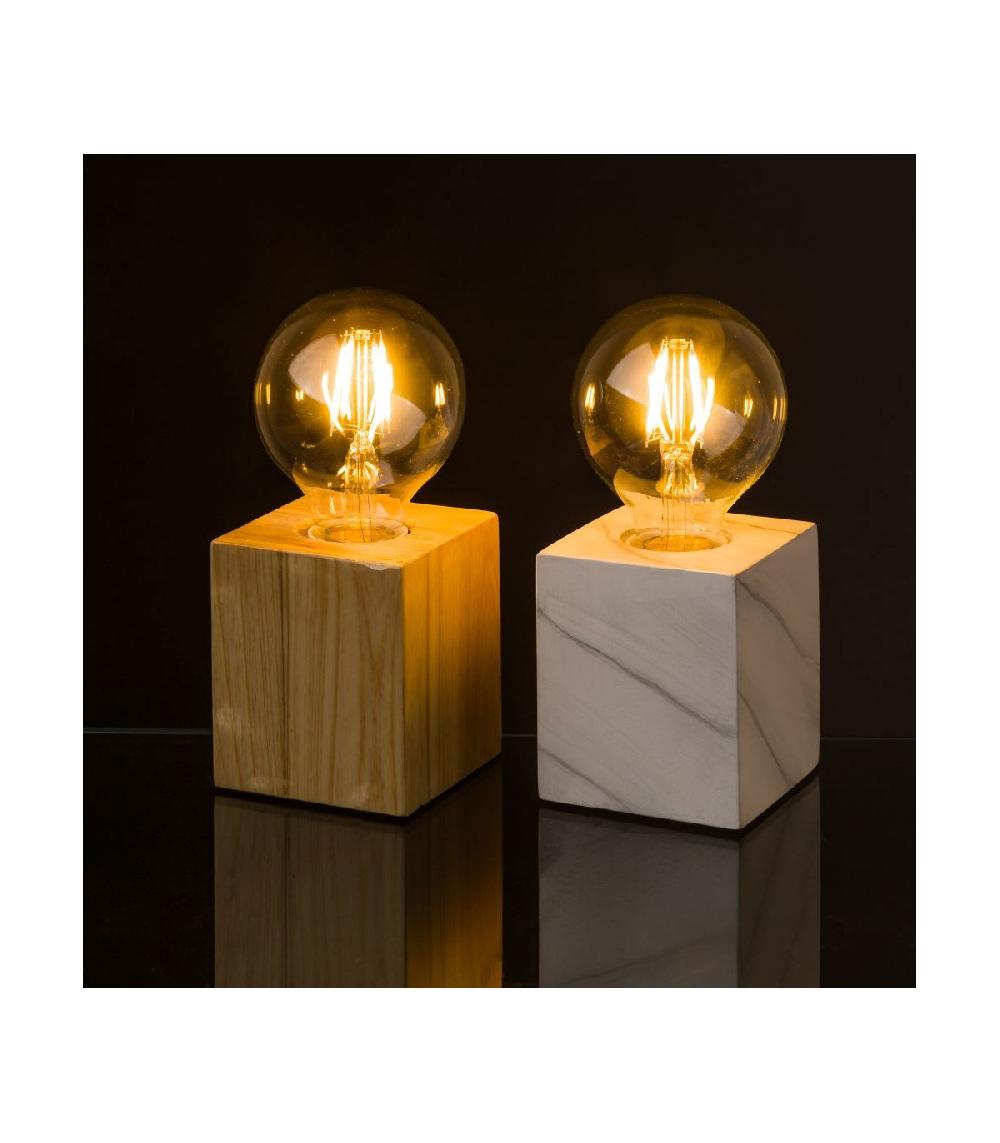Wadiga Set De 2 Lampes Bois - Bois Et Marbre
