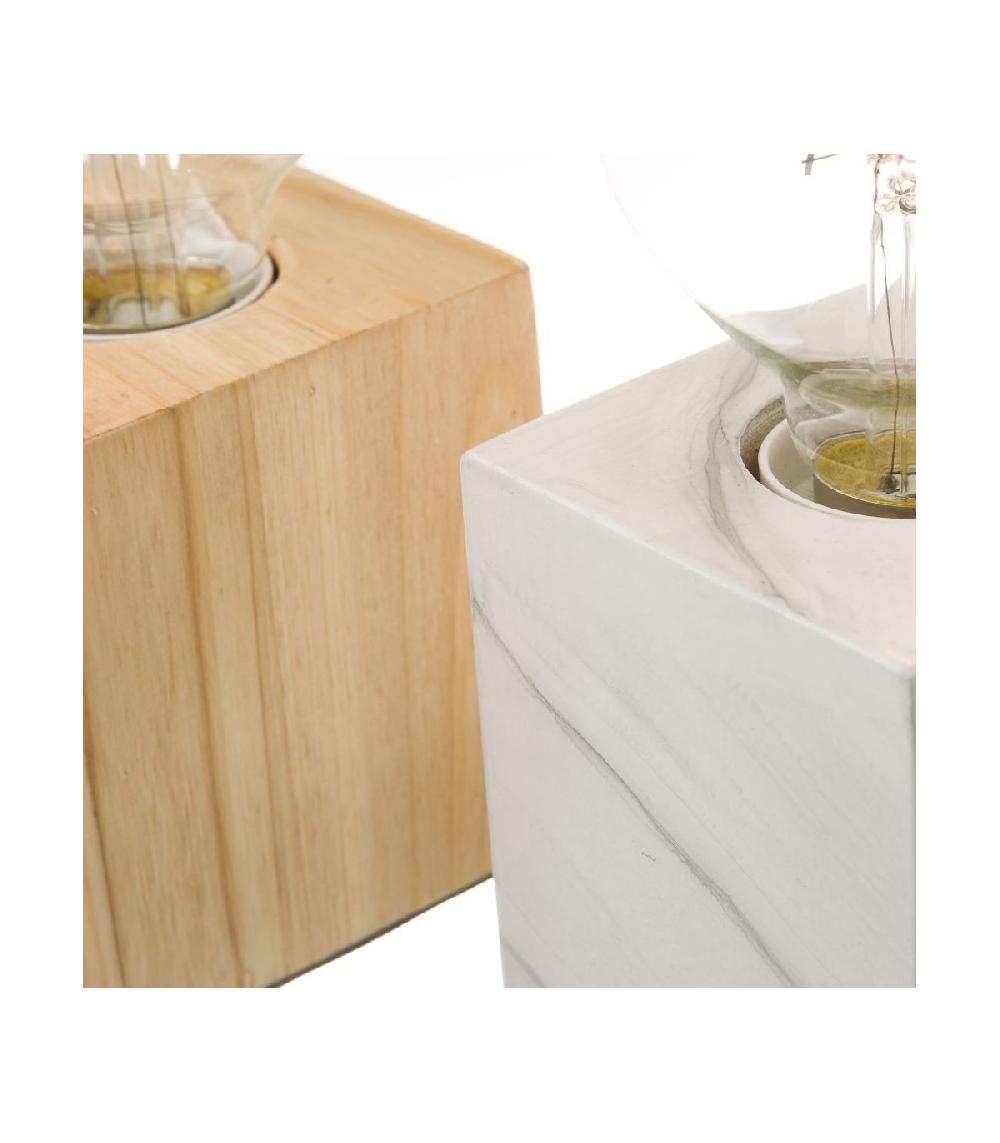 Wadiga Set De 2 Lampes Bois - Bois Et Marbre