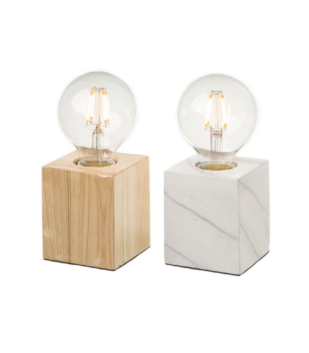 wadiga Set de 2 Lampes Bois - Bois et Marbre