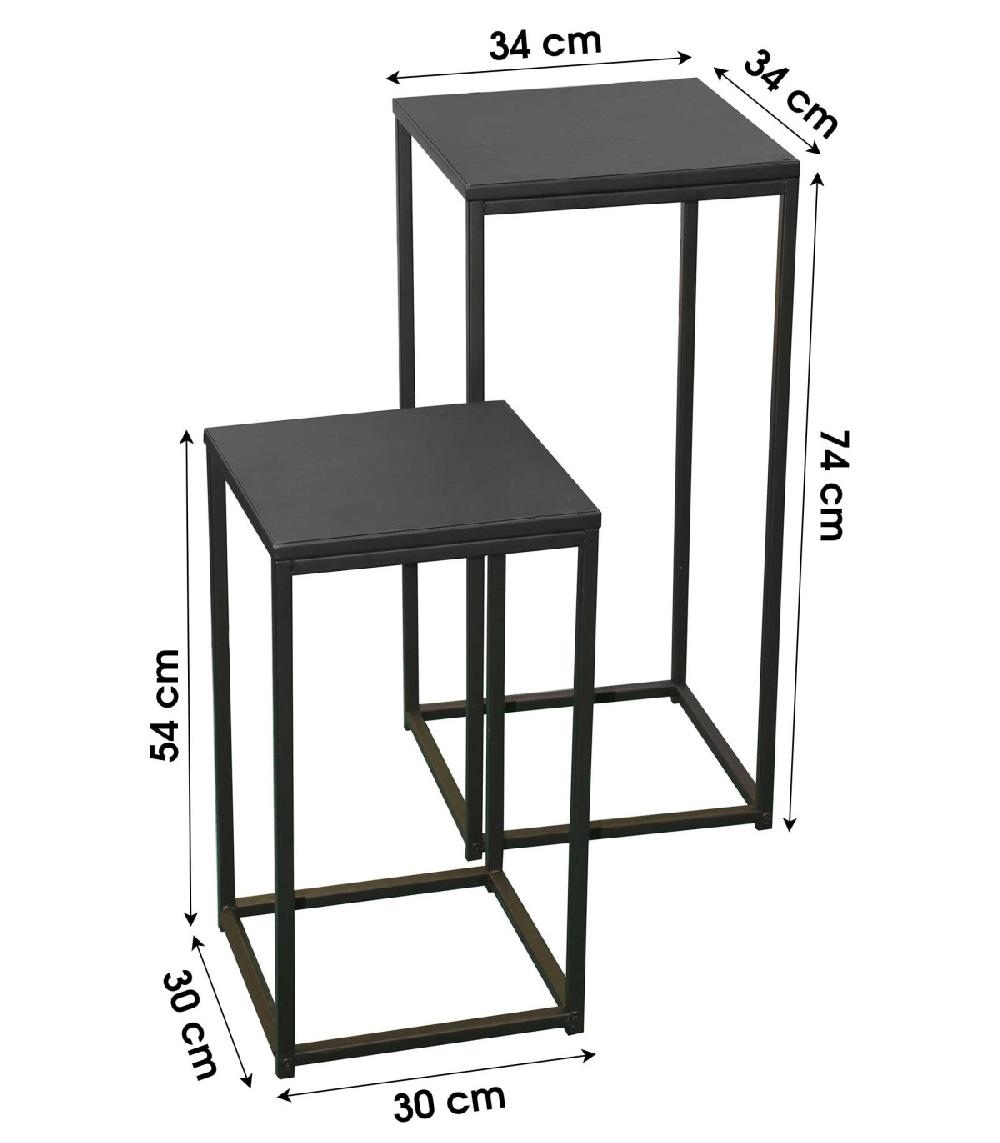Wadiga Set De 2 Sellettes En Métal Noir