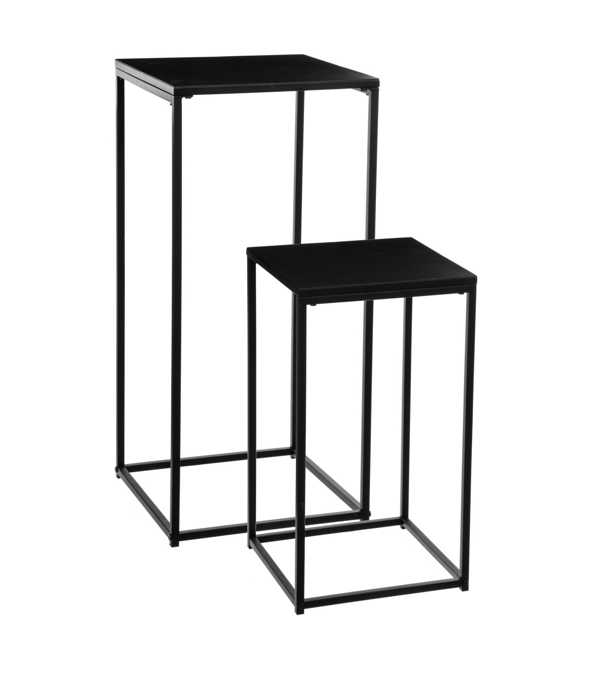 wadiga Set de 2 sellettes en métal noir 34x34x74cm