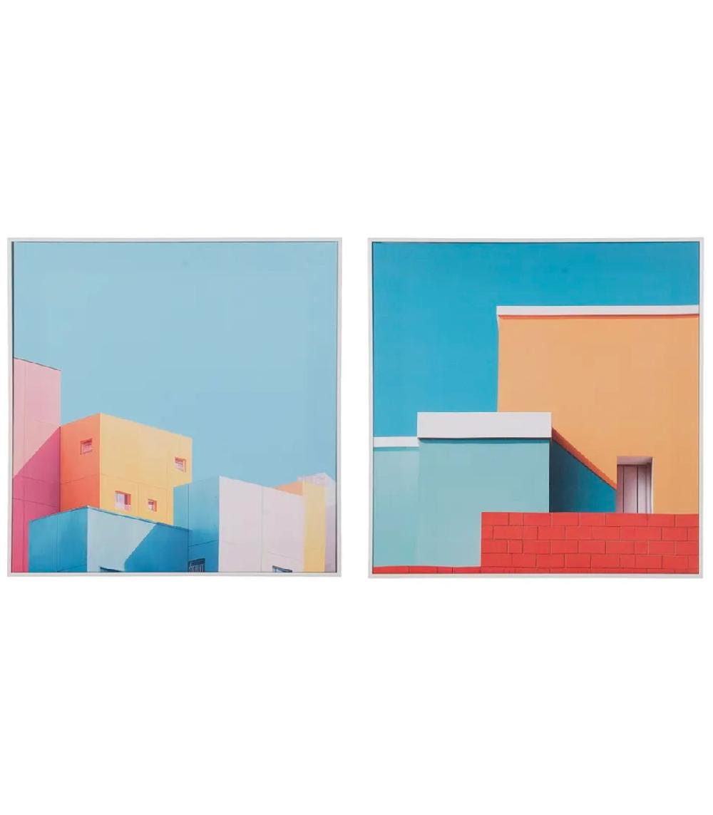 wadiga Set de 2 tableaux bâtiments 50x2x50cm