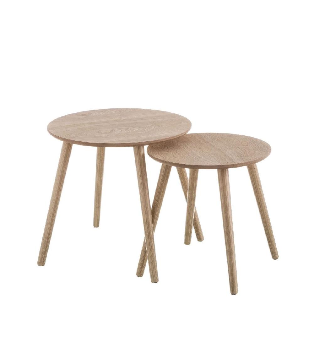 wadiga Set de 2 Tables Basses Rondes en Bois MDF