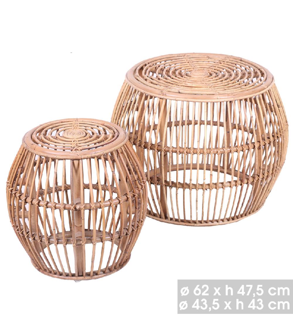 Wadiga Set De 2 Tables Basses Rotin