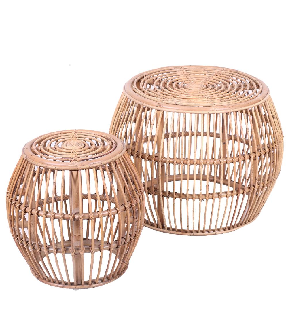 wadiga Set de 2 Tables Basses Rotin