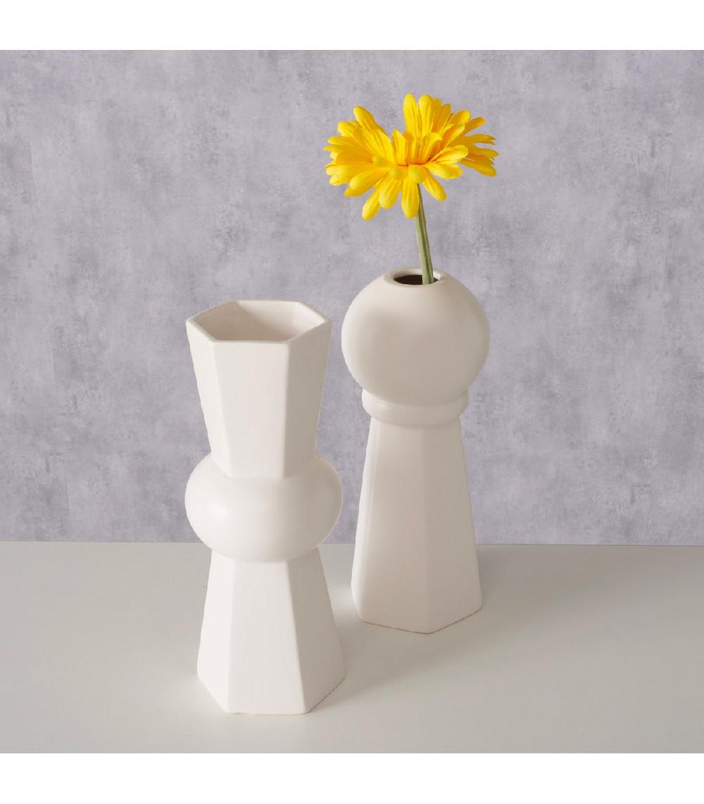 Wadiga Set De 2 Vases Blancs Design En Céramique