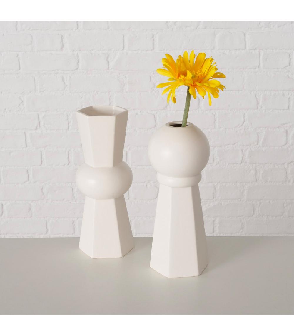 Wadiga Set De 2 Vases Blancs Design En Céramique