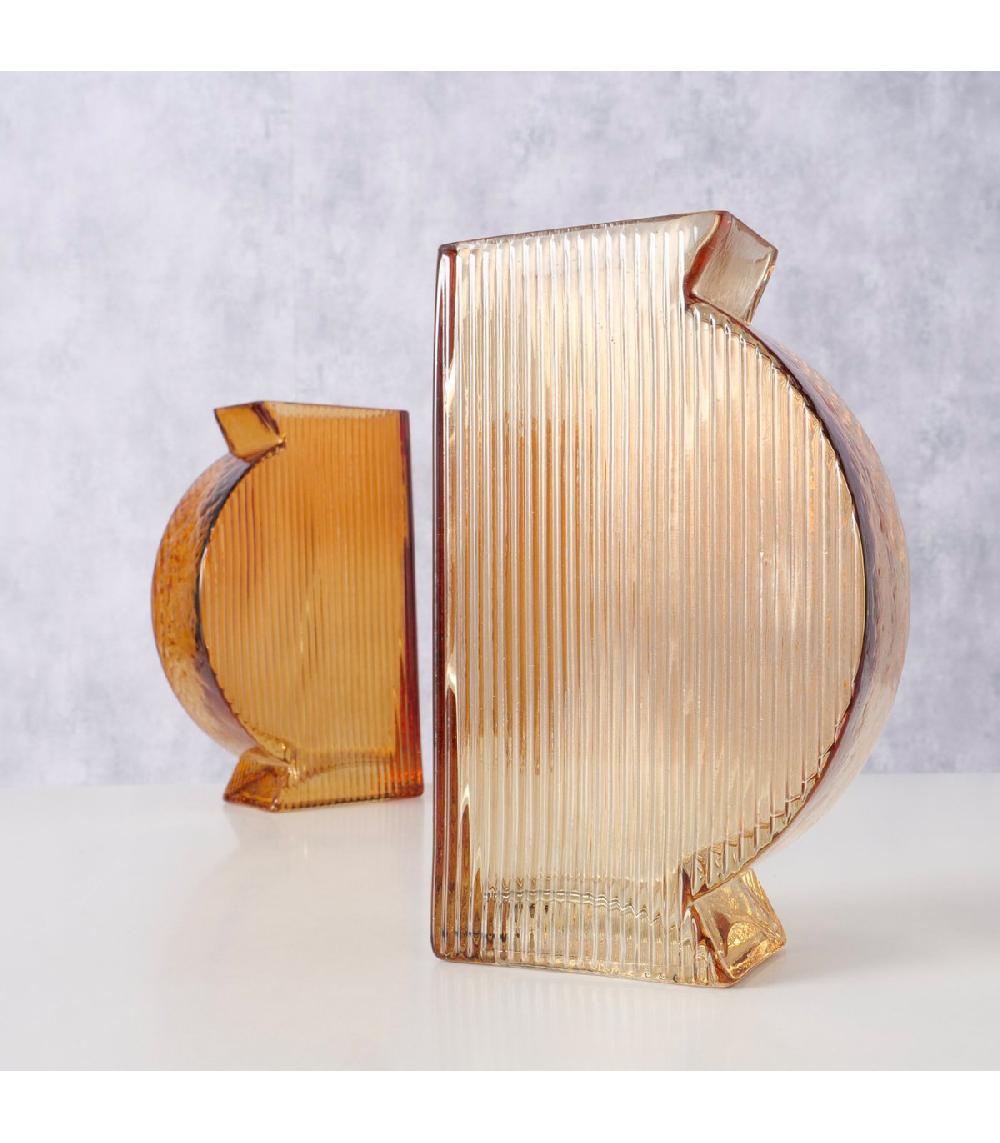 Wadiga Set De 2 Vases En Verre Strié H20cm