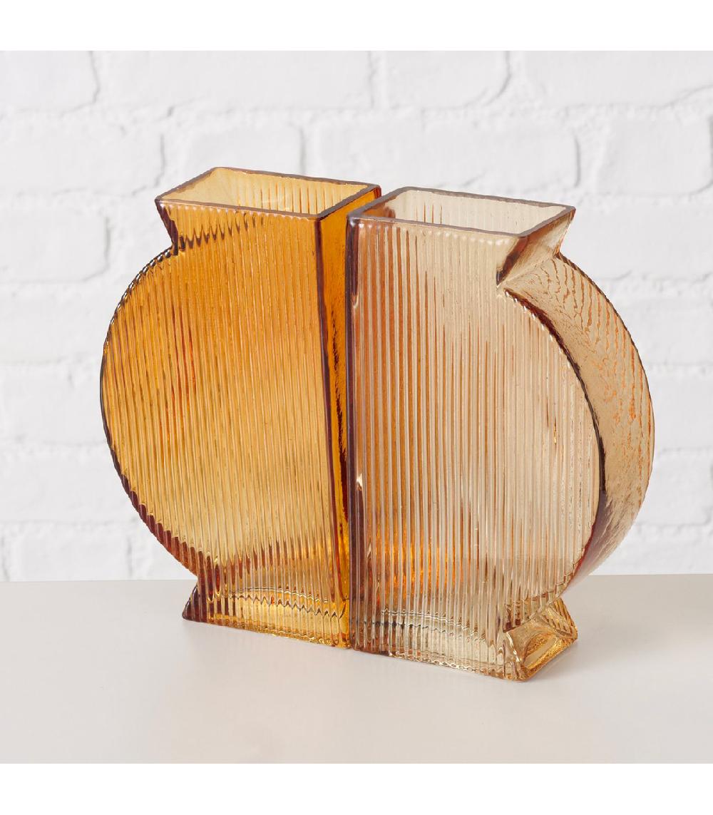 Wadiga Set De 2 Vases En Verre Strié H20cm