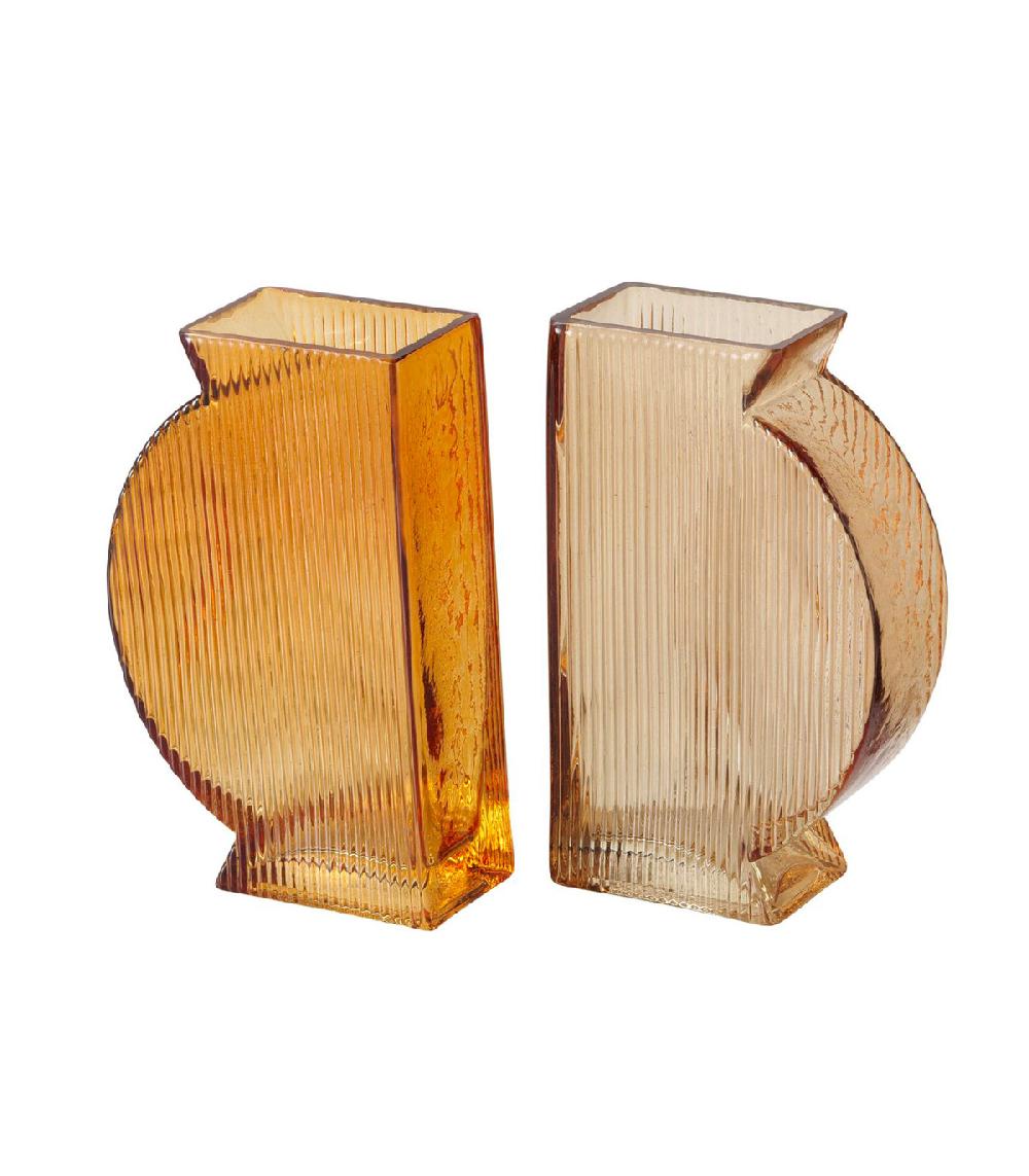 wadiga Set de 2 vases en verre strié H20cm