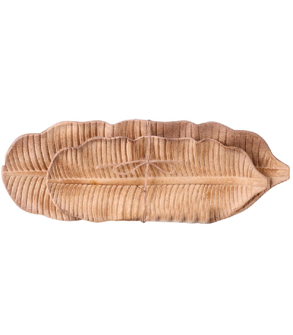 Wadiga Set De 2 Vide-poches En Bois Feuilles