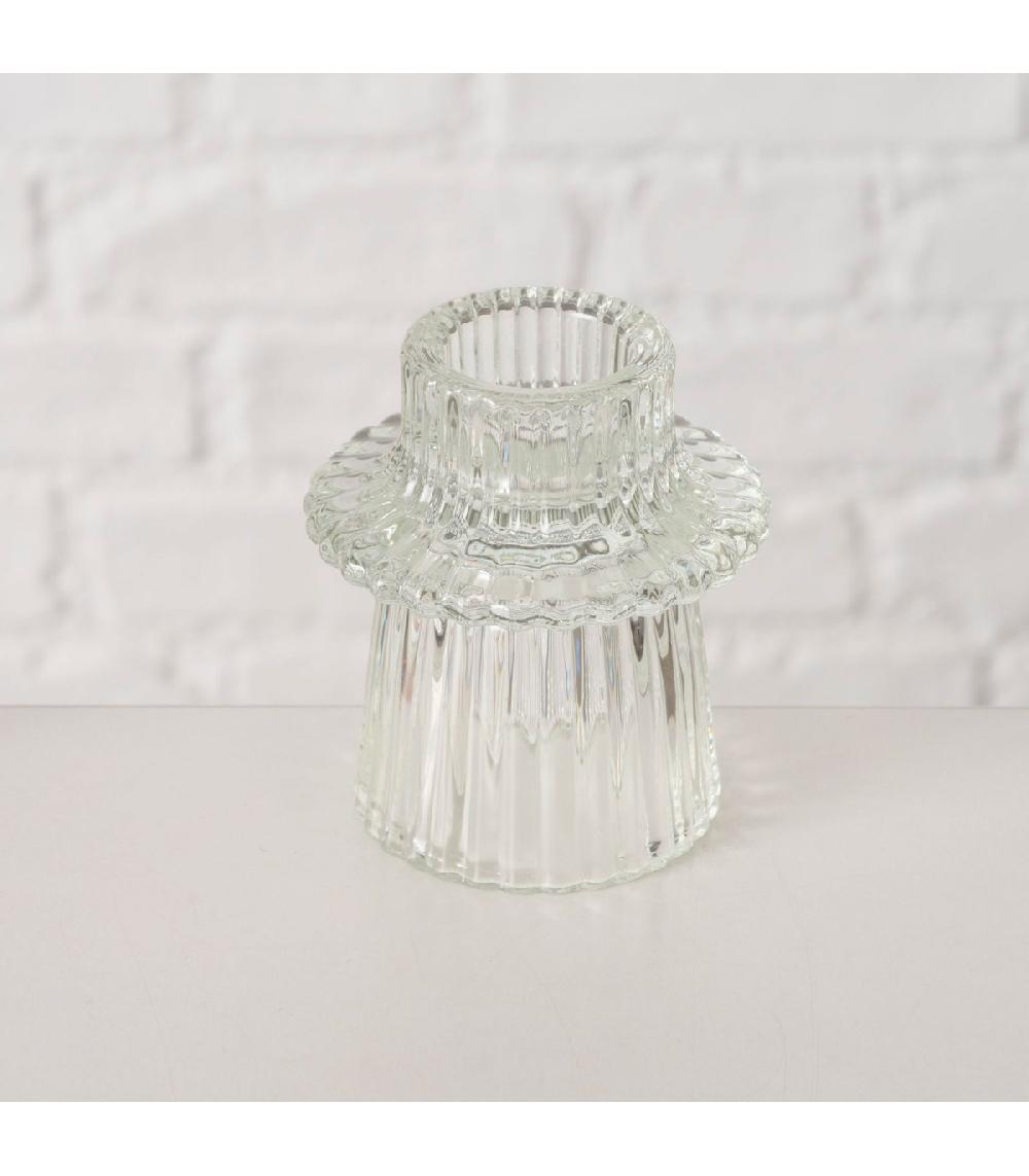 Wadiga Set De 3 Bougeoirs En Verre Strié 6x6x7cm