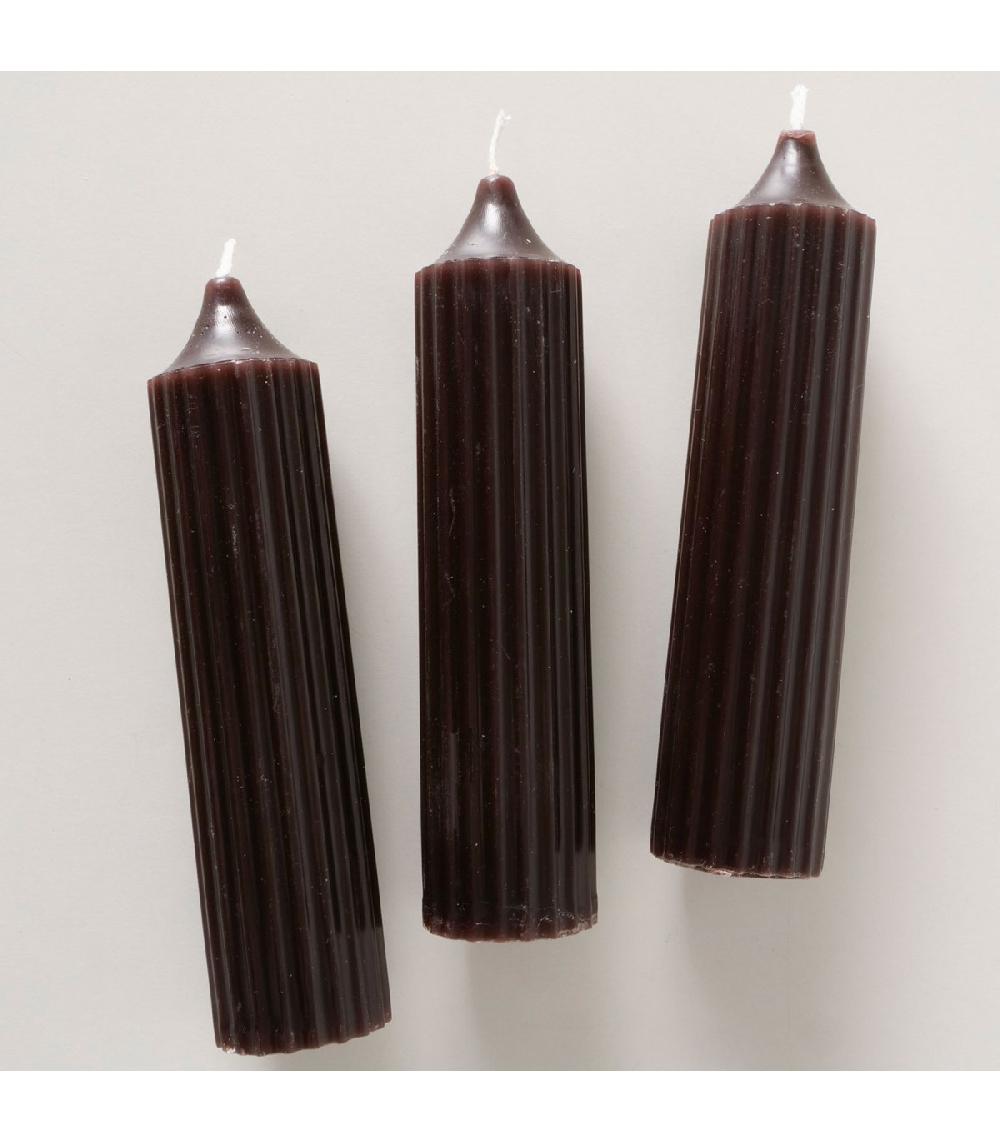 Wadiga Set De 3 Bougies Rondes Noires 3.5x3.5x15cm