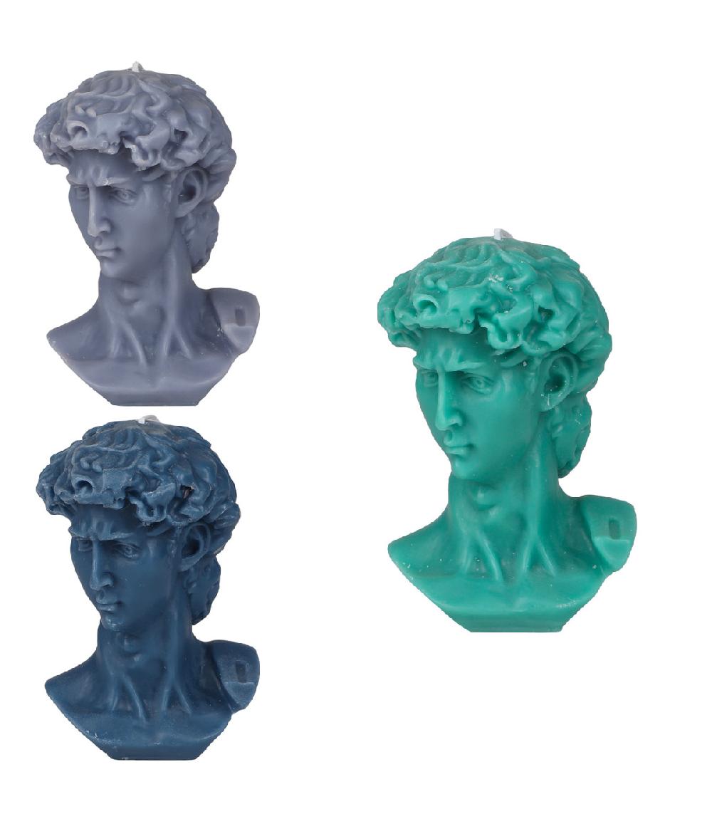 wadiga Set de 3 bougies statuettes greco 11x9x15cm