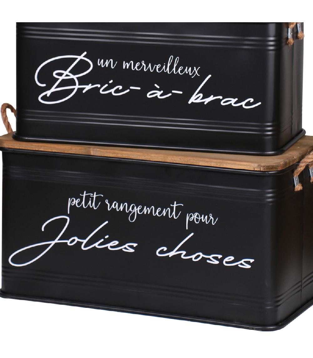 Wadiga Set De 3 Malles En Métal Et Bois 68x35x35cm