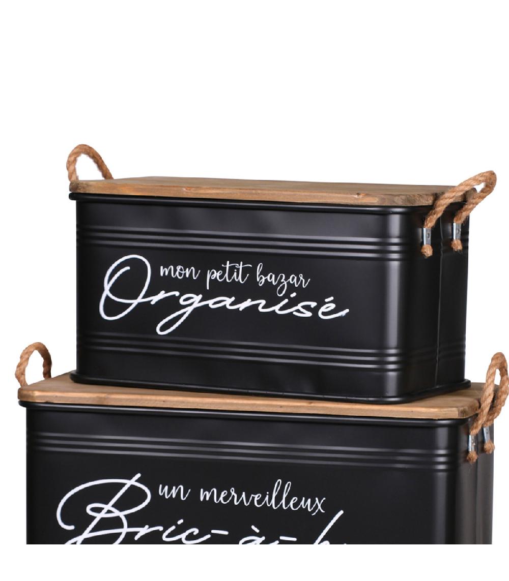 Wadiga Set De 3 Malles En Métal Et Bois 68x35x35cm