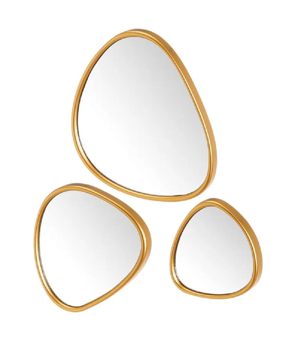 wadiga Set de 3 miroirs dorés 27x2x30cm