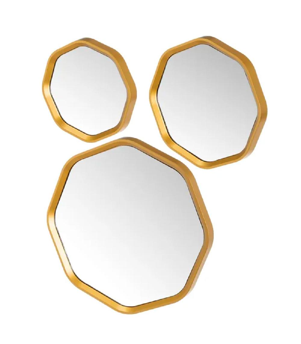 wadiga Set de 3 miroirs dorés 30x2x30cm