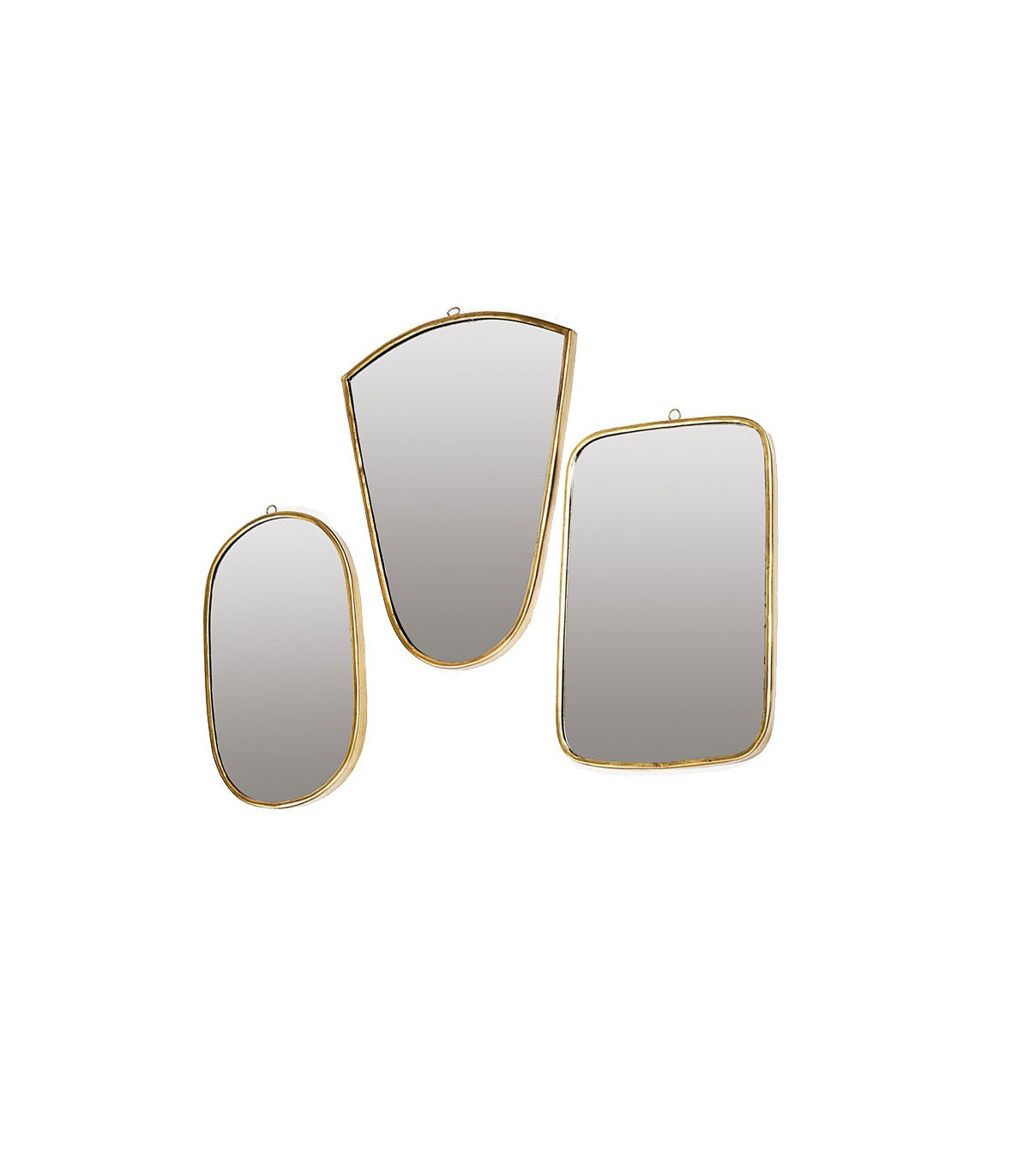 wadiga Set de 3 Miroirs Muraux Laiton Or Antique