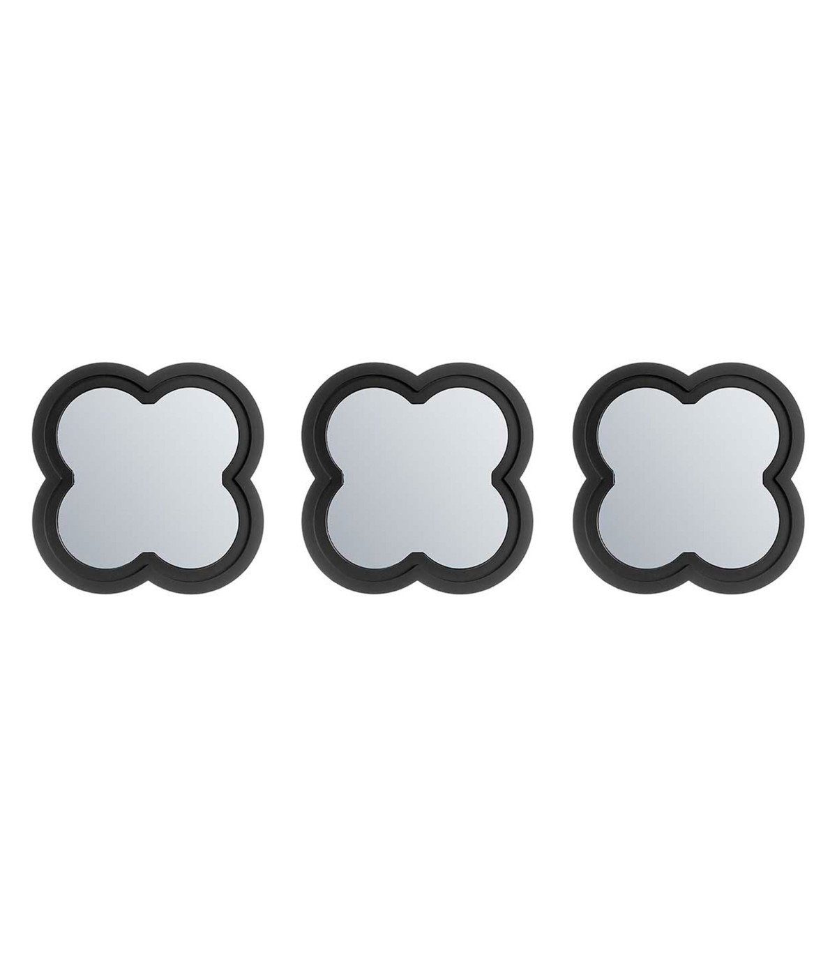 wadiga Set de 3 miroirs noirs fleurs 26x26x2.5cm