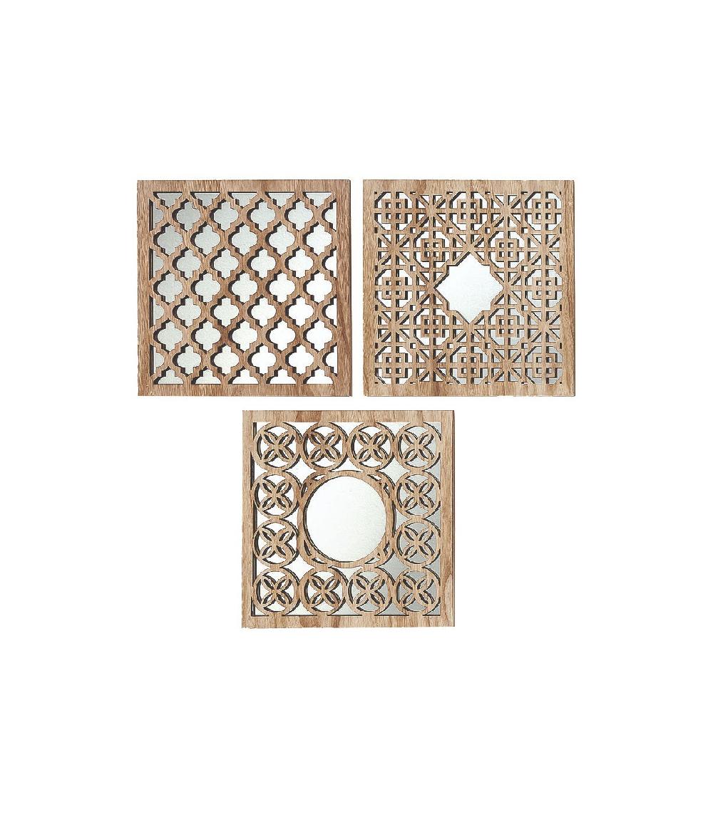wadiga Set de 3 Miroirs Orientaux Bois